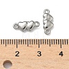 304 Stainless Steel Couple Heart Links Connector Charms STAS-D211-14C-P-3