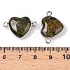 Natural Unakite Love Heart Pendants G-T138-205L-P-3