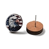 Independence Day Wood Stud Earrings EJEW-D108-01C-1