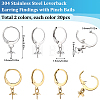 SUNNYCLUE 60Pcs 2 Colors 304 Stainless Steel Leverback Earring Findings STAS-SC0006-48-2