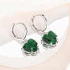 Valentine's Day Heart Brass & Glass Hoop Earrings EJEW-Z164-23P-04-1