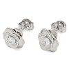 Rack Plating Flower Brass Pave Clear Cubic Zirconia Stud Earrings for Women EJEW-Z059-09P-1