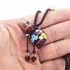 Flower Pattern Handmade Lampwork Perfume Essence Bottle Pendant Necklace BOTT-PW0013-04-4