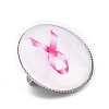 Breast Cancer Awareness Ribbon Glass Brooches JEWB-L019-01B-2