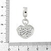 Brass Clear Cubic Zirconia Heart European Dangle Charms KK-Z090-04P-3