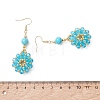 Flower Glass Seed Beads &  Synthetic Turquoise Dangle Earrings EJEW-MZ00697-01-4
