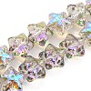 Half Rainbow Plated Electroplate Transparent Glass Beads Strands EGLA-G037-07A-HR03-1