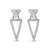 TINYSAND 925 Sterling Silver Triangle Drop Stud Earrings TS-E333-S-1