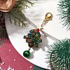 Christmas Tree Glass Seed Beads & Natural Tiger Eye Pendant Decorations HJEW-MZ00075-01-2