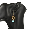 Heart Natural Amber & Abalone Shell/Paua Shell Dangle Earrings EJEW-JE07358-02-2