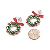 Glass Pearl Braided Christmas Wreath Dangle Stud Earrings EJEW-TA00082-4