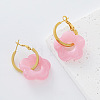 304 Stainless Steel Resin Hoop Dangle Earrings for Women QH5612-6-1