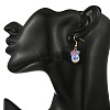 Handmade Flower Printed Porcelain Ceramic Dangle Earrings EJEW-JE07288-02-5
