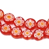 Handmade Millefiori Glass Flat Round Bead Strands LK-P010-02-4