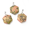 Faceted Natural Unakite Pendants G-F340-03Q-1