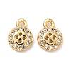 Brass Micro Pave Cubic Zirconia Flat Round Button Charms KK-A281-02G-1