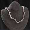 Natural Rose Quartz Chip Beaded Necklaces for Men Women NJEW-G159-01T-1