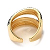 Rack Plating Brass Multi Line Open Cuff Ring RJEW-C065-01G-3