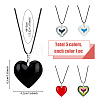 FIBLOOM 5Pcs 5 Colors Heart Glass Pendant Necklaces Set with Waxed Cord for Women NJEW-FI0001-05-2