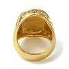 Oval with Saint 304 Stainless Steel Rhinestone Signet Rings RJEW-Q815-01G-3