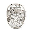 Adjustable 304 Stainless Steel Woven Web/Net with Feather Ring RJEW-F149-05P-2