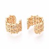 Brass Micro Pave Clear Cubic Zirconia Cuff Earrings EJEW-T047-83G-2