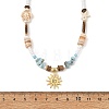Ocean 304 Stainless Steel Sun Pendant Chip Natural Larimar and Coconut Beaded Necklaces for Women NJEW-JN06660-4