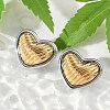 304 Stainless Steel Two Tone Heart Stud Earrings EJEW-M073-09PG-02-2