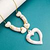 Acrylic Heart Pendant 304 Stainless Steel Round Snake Chain Necklaces WGAB71E-01-1