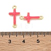Brass Enamel Religion Cross Links Connector Charms KK-D229-07G-05-3