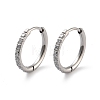 316 Surgical Stainless Steel Pave Clear Cubic Zirconia Hoop Earrings Women LS-EJEW-A109-01C-P-1