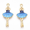 Printed Light Gold Tone Alloy Pendants ENAM-N056-207G-2