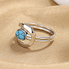 Oval Brass with Synthetic Turquoise Finger Rings FS-WG5DC9A-01-3