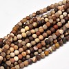 Frosted Natural Petrified Wood Round Bead Strands G-F266-07-8mm-1