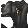 Natural White Jade & Pink Zebra & Red Jasper & Sodalite Beads Hoop Earring EJEW-JE07324-3