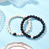 2Pcs 2 Colors Dyed Synthetic Turquoise Beaded Stretch Bracelets for Women Men BJEW-JB11551-2