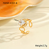 304 Stainless Steel Pave Clear Cubic Zirconia Cuff Open Rings FS-WG263B4-06-1