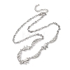 Brass Pave Clear Cubic Zirconia Bowknot and Hollow Moon Link Chain Necklaces NJEW-D348-02P-4