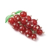 3Pcs 3 Styles Natural Amethyst & Carnelian & Yellow Jade & Glass Seed Beaded Grape Pendants PALLOY-MZ00872-4