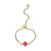 3Pcs Adjustable Brass Pave Glass Rhombus Links & 304 Stainless Steel Cable Chains Silder Finger Rings RJEW-JR00975-4