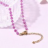 304 Stainless Steel with Glass Faceted Rondelle Bead Handmade Link Chain Birth Stone Necklaces for Women NJEW-G195-01G-08-2