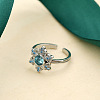 Brass with Rhinestone Cuff Open Rings FS-WG8FE52-01-4