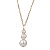White Round Shell PearlBeaded Pendant 304 Stainless Steel Cable Chain Necklaces for Women NJEW-JN05795-2