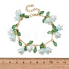 Flower Leaf Shell Pearl & Acrylic Charm Bracelets BJEW-TA00535-02-3