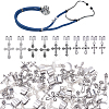 40Pcs 5 Style Cross Alloy Stethoscope Pendant Decorations HJEW-ME00140-1