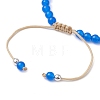 Round Shell Pearl & Natural Dyed Blue Malaysia Jade  Braided Bead Bracelets BJEW-JB10718-02-4