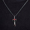 Alloy & 201 Stainless Steel & Rhinestone Dinosaur Wrapped Sword Pendant Necklaces for Men FS-WGFE8C1-02-1