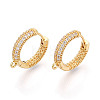 Brass Micro Pave Clear Cubic Zirconia Hoop Earring Findings KK-N276-20G-1