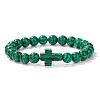 Synthetic Malachite Round Beads Stretch Bracelets LS-YG0612-13-1