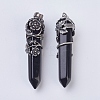 Natural & Dyed & Heated Black Agate Pointed Pendants G-F529-B03-2